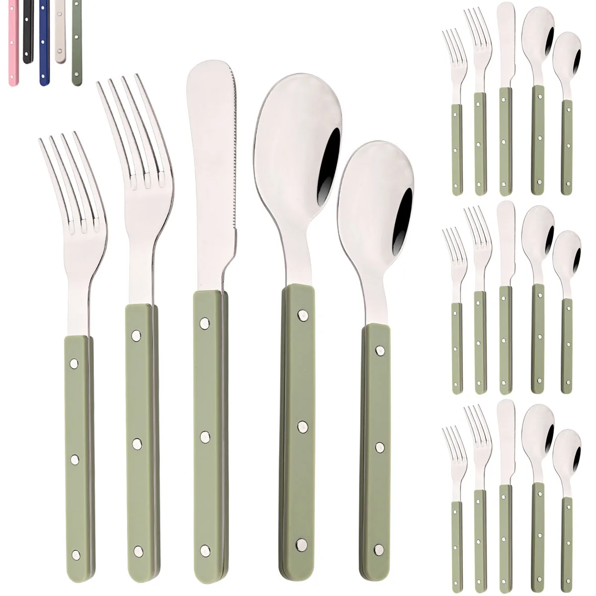 Kitchen Gadgets Green - 20 adet çatal bıçak kaşık seti